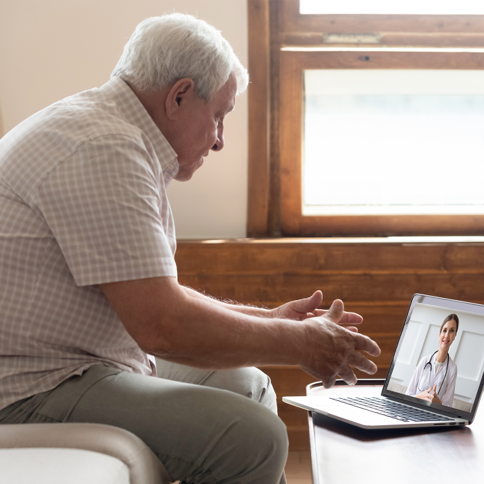 Older patient calling doctor