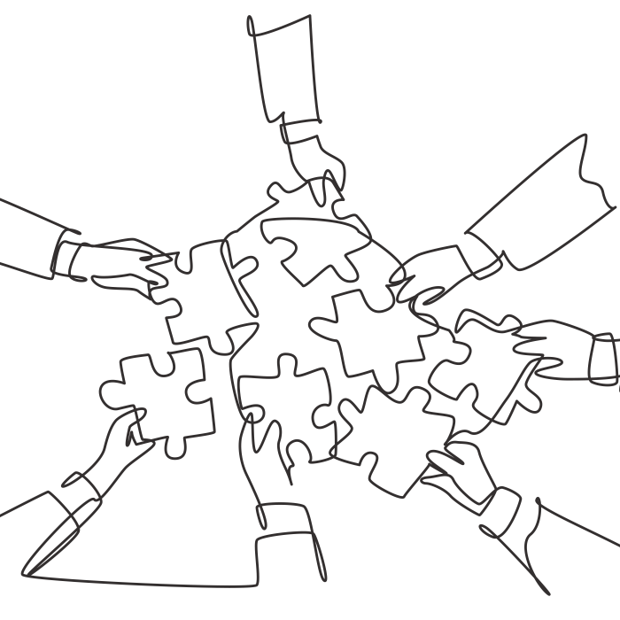 People holding puzzle pieces